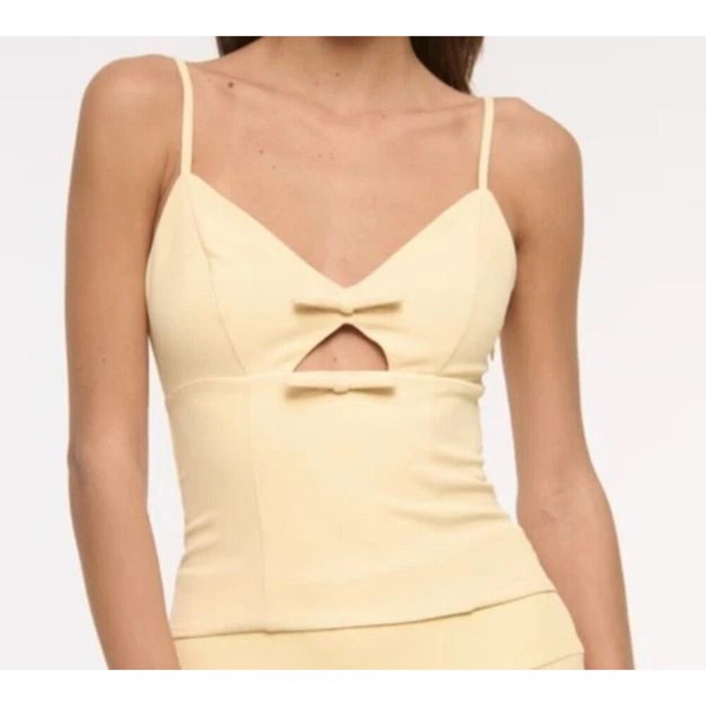 Abercrombie & Fitch Cutout Bow Top Sunny Yellow XL Side Zip Lined $50 NWT